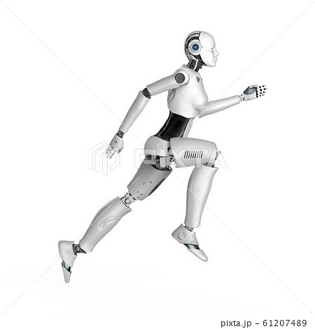Female cyborg or robot run Female cyborg or robot run 61207489