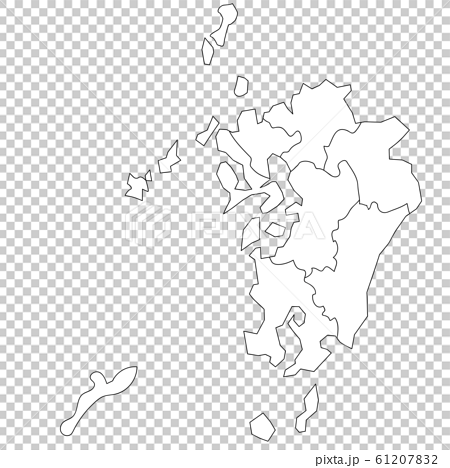 九州 沖縄 ブロック別白地図のイラスト素材 6172