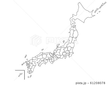 日本地図 白地図 塗り絵のイラスト素材