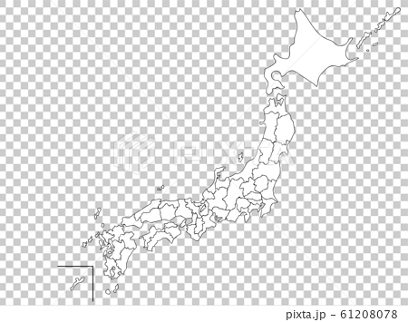 日本地図 白地図 塗り絵のイラスト素材