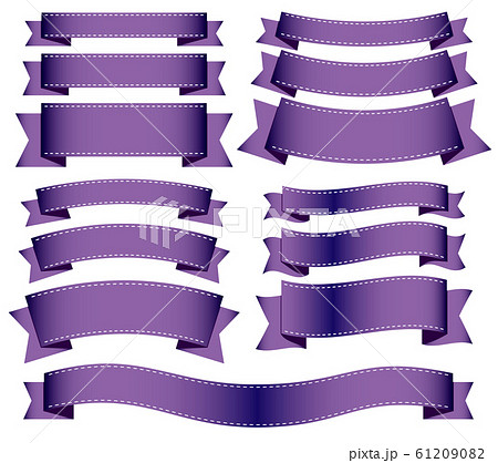 幅違いのリボンセット 紫のグラデーション のイラスト素材 6190