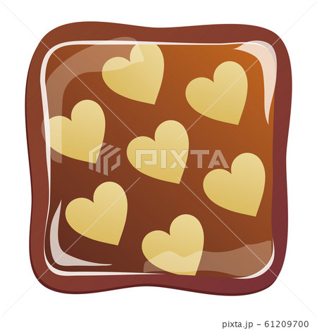 ハートの模様のキャラメル色の四角いチョコレート ハートの模様のキャラメル色の四角いチョコレート 61209700