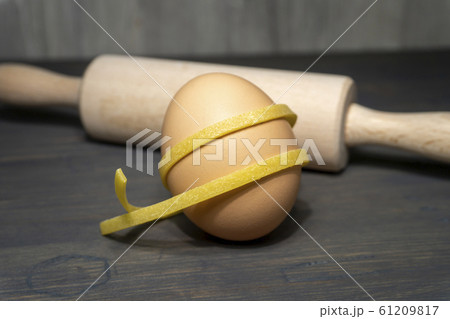 Homemade Italian pasta with egg ingredient 61209817