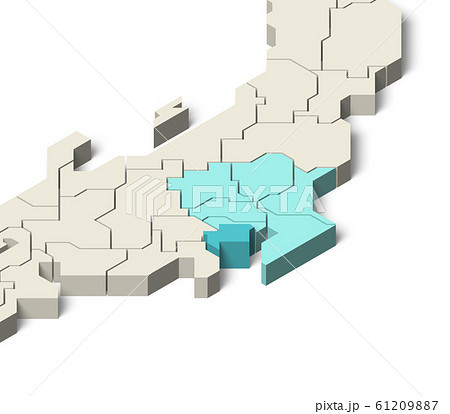 日本地図 関東地方 神奈川県のイラスト素材 6197