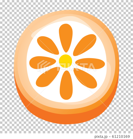 丸いオレンジ色の花の模様のキャンディーのイラスト素材