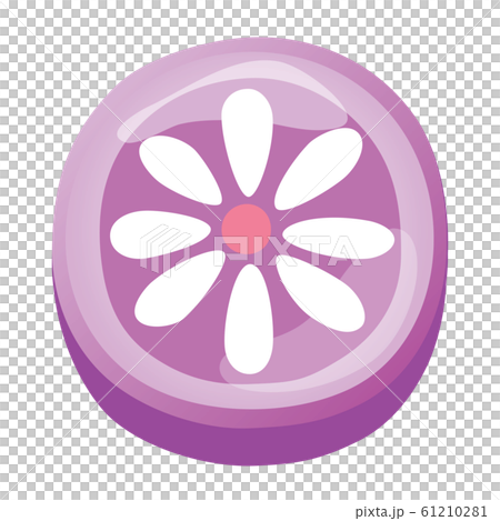 丸い紫色の花の模様のキャンディーのイラスト素材