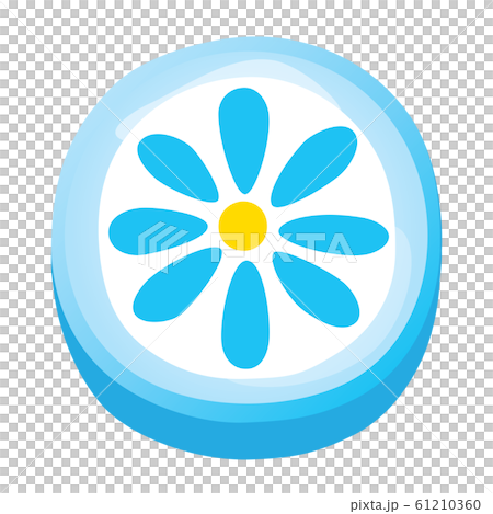 丸い水色の花の模様のキャンディー 61210360