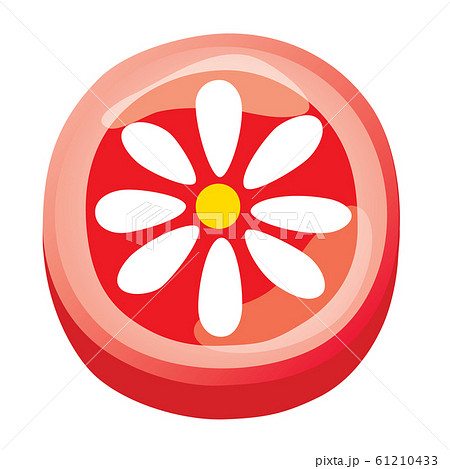 丸い赤い花の模様のキャンディーのイラスト素材