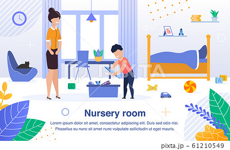 Nursery Room Cleaning Flat Vector Banner, Poster Nursery Room Cleaning Flat Vector Banner, Poster 61210549