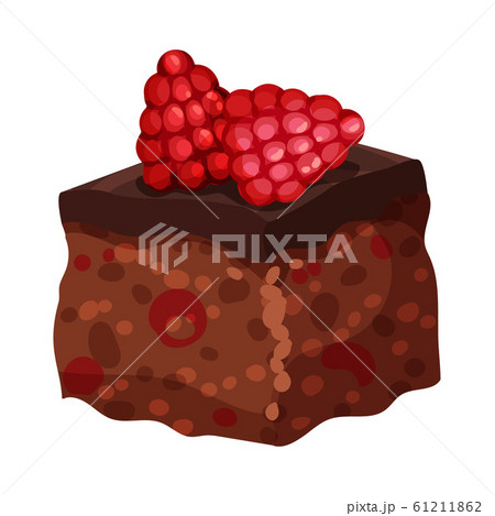 Sweet Chocolate Cake Slice, Delicious Dessert with Fresh Raspberry Vector Illustration Sweet Chocolate Cake Slice, Delicious Dessert with Fresh Raspberry Vector Illustration 61211862
