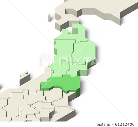 日本地図 東北地方 福島県のイラスト素材