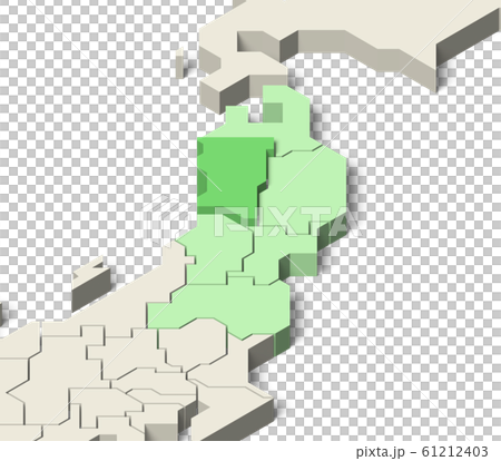 日本地図 東北地方 秋田県のイラスト素材