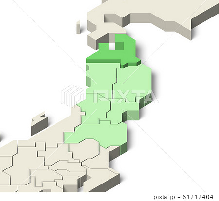 日本地図 東北地方 青森県のイラスト素材