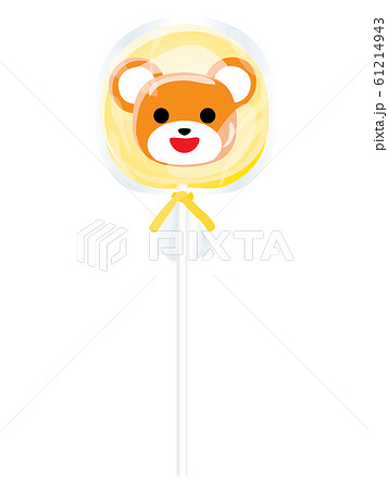 袋入りのかわいい笑顔のクマの棒キャンディーのイラスト素材