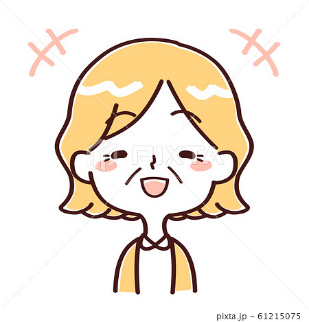 シニア女性 にこにこ笑顔のイラスト素材