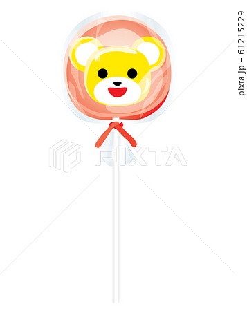 袋入りのかわいい笑顔のクマの棒キャンディーのイラスト素材