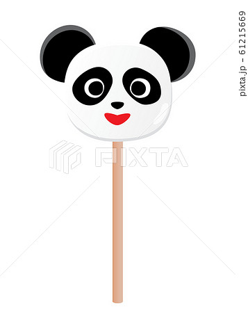 かわいい笑顔のパンダの棒キャンディーのイラスト素材