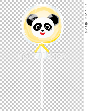 袋入りのかわいい笑顔のパンダの棒キャンディーのイラスト素材