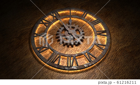 Time laps of an old watch. The hands of the clock spin quickly. Indicate the time is 01:00. Clock Time 1:00. 1 am, 1 pm. 3D illustration. Time laps of an old watch. The hands of the clock spin quickly. Indicate the time is 01:00. Clock Time 1:00. 1 am, 1 pm. 3D illustration. 61216211