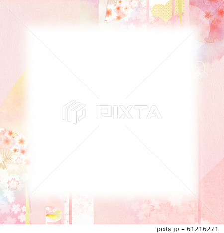 背景-和-和風-和柄-和紙-花-フレーム 61216271