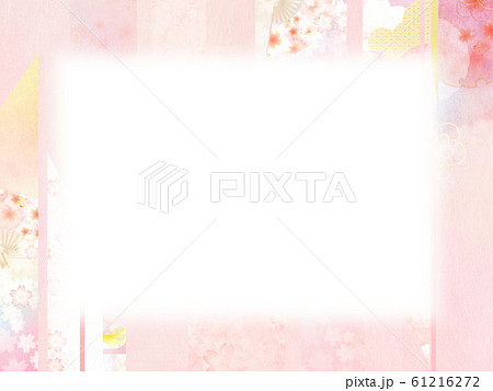 背景-和-和風-和柄-和紙-花-フレーム 61216272