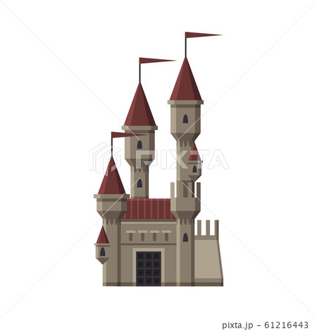 Medieval Castle, Fairytale Fortress with Towers, Old Stone Fortified Palace Vector Illustration Medieval Castle, Fairytale Fortress with Towers, Old Stone Fortified Palace Vector Illustration 61216443