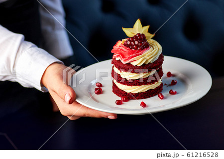 Cake Red Velvet with pomegranate and carambola, Cake Red Velvet with pomegranate and carambola, 61216528