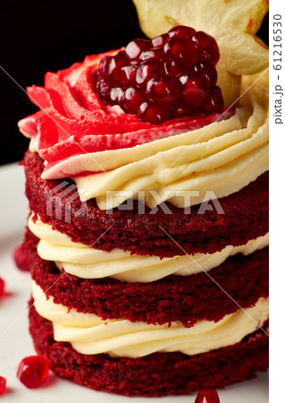 Cake Red Velvet with pomegranate and carambola, Cake Red Velvet with pomegranate and carambola, 61216530