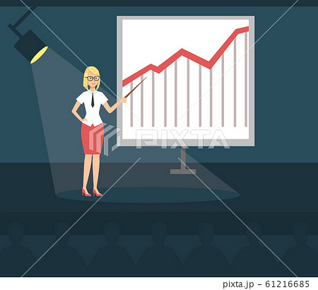 Businesswoman Explaining Information Graphics on Flip Chart in Office Vector illustration 61216685