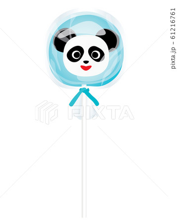 袋入りのかわいい笑顔のパンダの棒キャンディーのイラスト素材