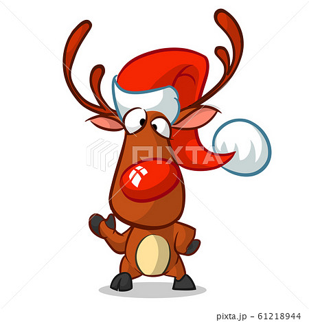 Cute Christmas cartoon red nose reindeer vector illustration Cute Christmas cartoon red nose reindeer vector illustration 61218944