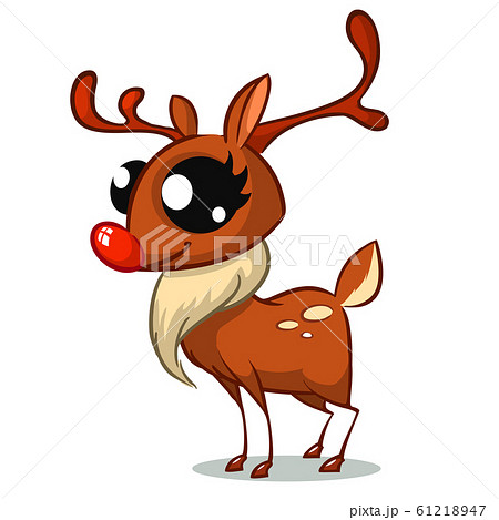 Cute Christmas cartoon red nose reindeer vector illustration Cute Christmas cartoon red nose reindeer vector illustration 61218947