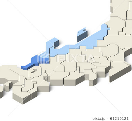 日本地図 北陸地方 福井県のイラスト素材