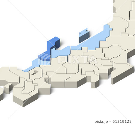 日本地図 北陸地方 石川県のイラスト素材