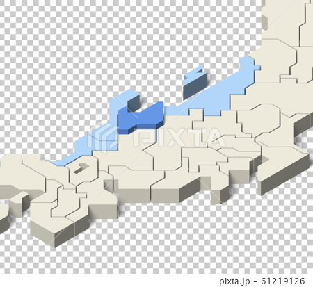 日本地図 北陸地方 富山県のイラスト素材