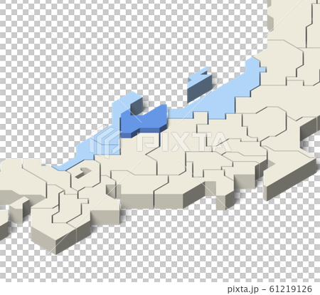 日本地図 北陸地方 富山県のイラスト素材