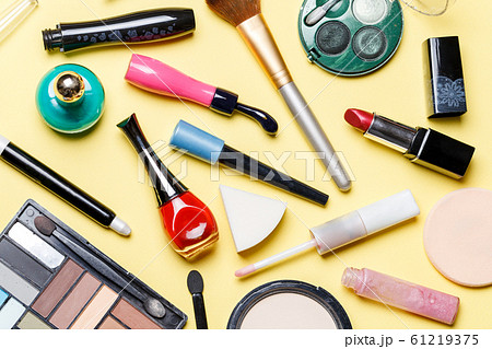 Photo on top of different cosmetics Photo on top of different cosmetics 61219375