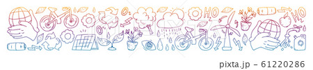 Vector pattern, long baner, design and badge in trendy drawing style - zero waste concept, recycle and reuse, reduce - ecological lifestyle and sustainable developments icons. Vector pattern, long baner, design and badge in trendy drawing style - zero waste concept, recycle and reuse, reduce - ecological lifestyle and sustainable developments icons. 61220286