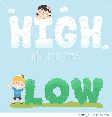 Kids High Low Text Illustrationのイラスト素材