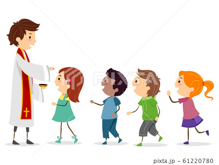 Stickman Kids Priest Ash Wednesday Illustration 61220780
