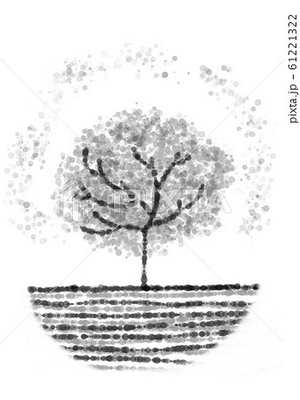 木 エコ 植樹 樹木 モノクロのイラスト素材