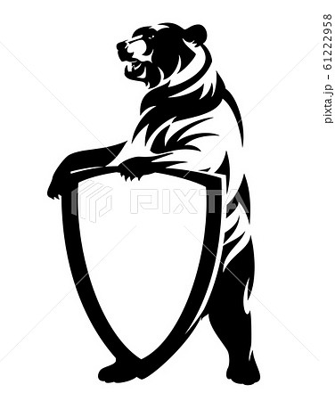 heraldic bear holding antique coat of arms shield black vector design 61222958