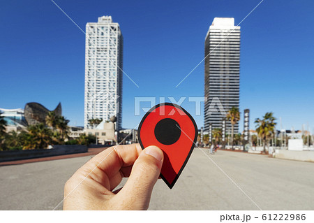 red marker at Port Olimpic in Barcelona red marker at Port Olimpic in Barcelona 61222986