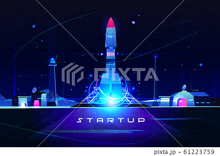 Startup rocket, launch of business marketing idea 61223759
