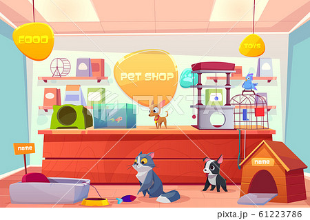 Pet Shop With Home Animals Petshop Supermarketのイラスト素材