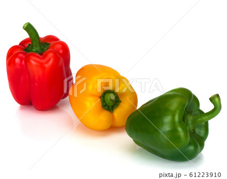 Assorted bell peppers isolated on a white 61223910