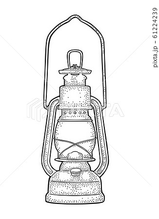 Antique retro gas lamp. Vintage black engraving illustration 61224239