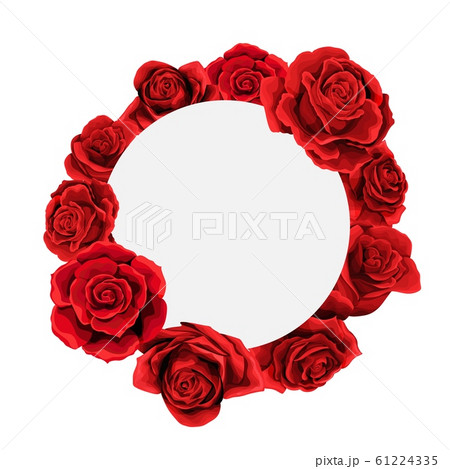 Valentines day Red rose flowers circle frame design element vector illustration Valentines day Red rose flowers circle frame design element vector illustration 61224335