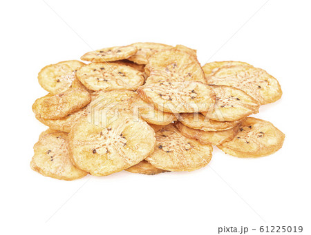 Banana crisps isolated on white background 61225019