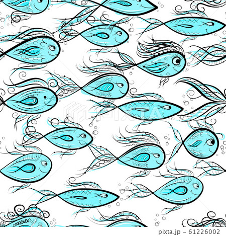 Seamless pattern with funny fishes for your design Seamless pattern with funny fishes for your design 61226002